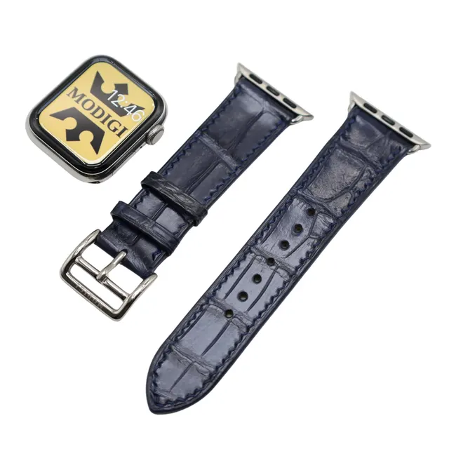 クロコダイル ミッドナイトネイビー のApple Watchレザーバンド